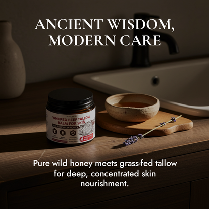 Beef Tallow Balm for Skin with Pure Wild Honey