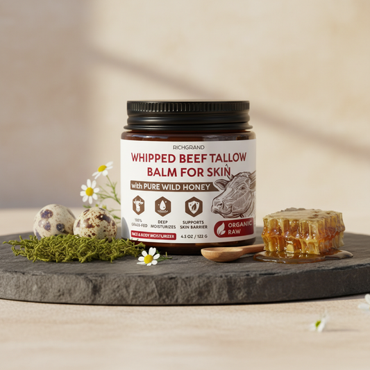 Beef Tallow Balm for Skin with Pure Wild Honey